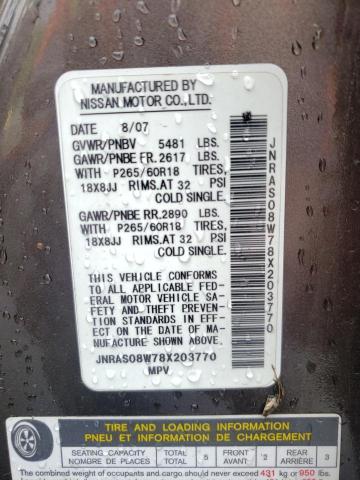 Photo 10 from auction – 2008 INFINITI FX35 with VIN JNRAS08W78X203770
