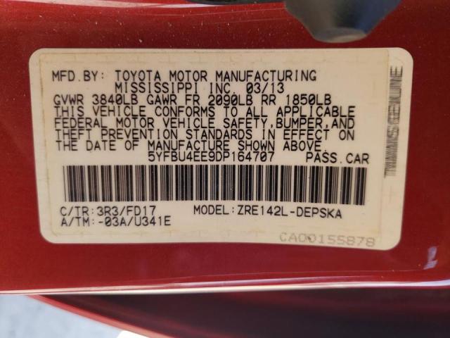 Photo 10 from auction – 2013 TOYOTA COROLLA BA with VIN 5YFBU4EE9DP164707