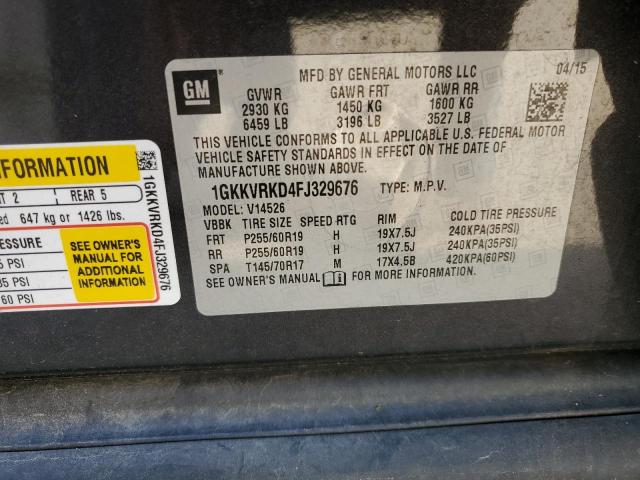 Photo 10 from auction – 2015 GMC ACADIA SLT with VIN 1GKKVRKD4FJ329676