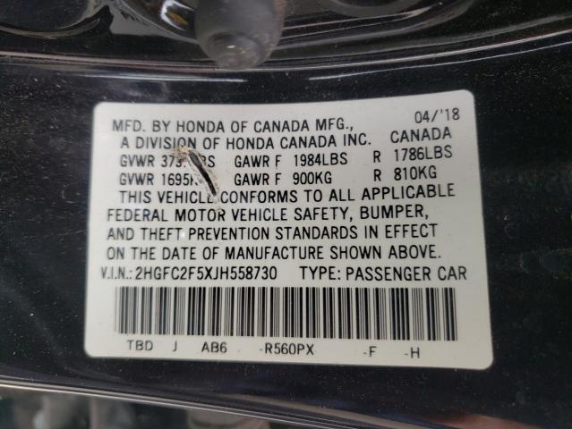 Photo 10 from auction – 2018 HONDA CIVIC LX with VIN 2HGFC2F5XJH558730