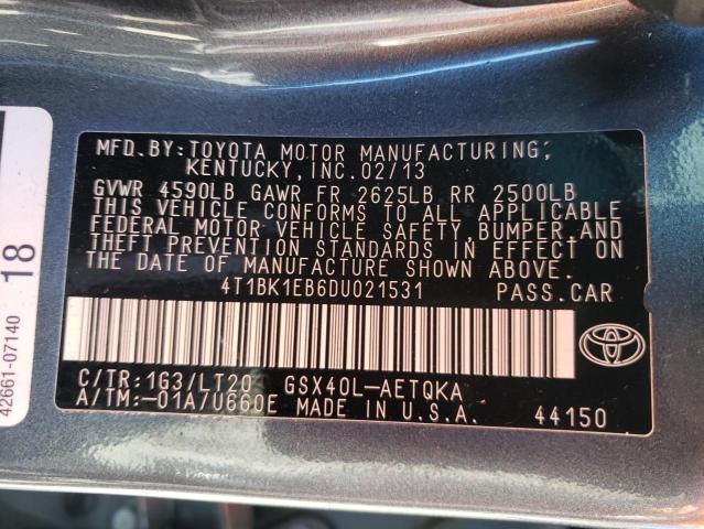 Photo 10 from auction – 2013 TOYOTA AVALON BAS with VIN 4T1BK1EB6DU021531