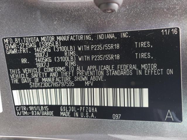 Photo 10 from auction – 2017 TOYOTA SIENNA XLE with VIN 5TDYZ3DC7HS797595