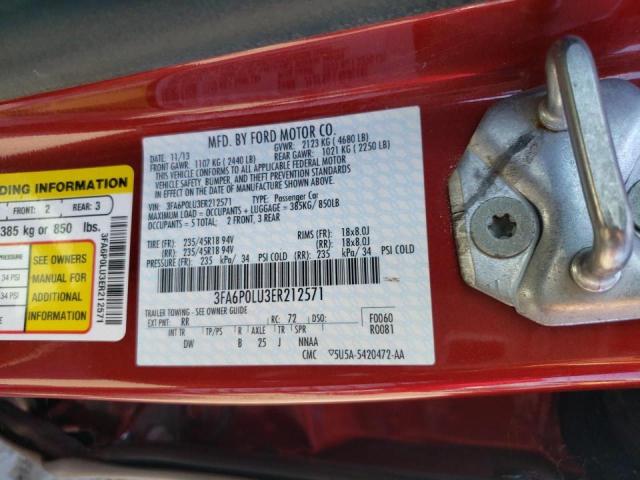 Photo 10 from auction – 2014 FORD FUSION SE with VIN 3FA6P0LU3ER212571