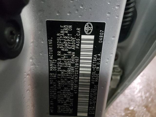 Photo 10 from auction – 2012 TOYOTA CAMRY BASE with VIN 4T1BF1FK7CU128167