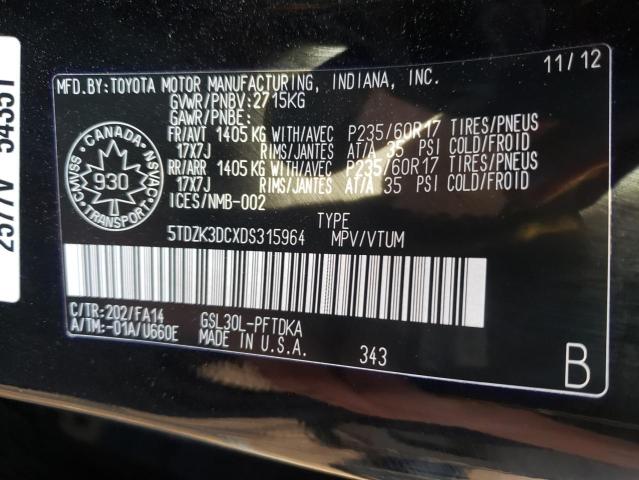 Photo 10 from auction – 2013 TOYOTA SIENNA with VIN 5TDZK3DCXDS315964