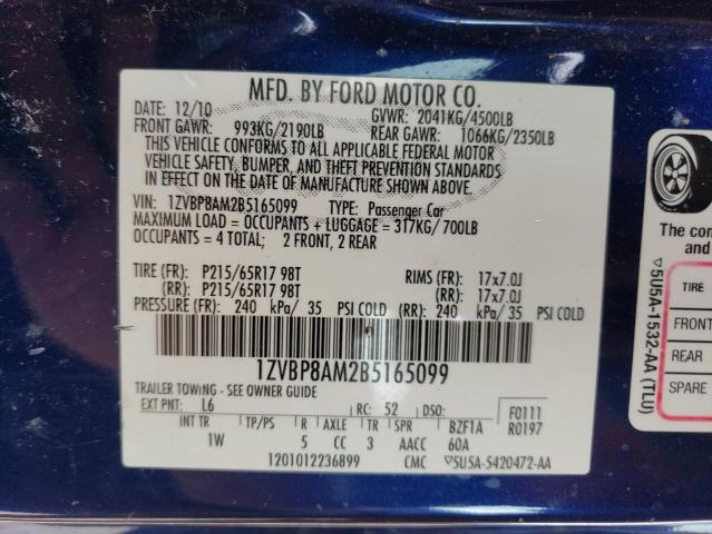 Photo 10 from auction – 2011 FORD MUSTANG with VIN 1ZVBP8AM2B5165099