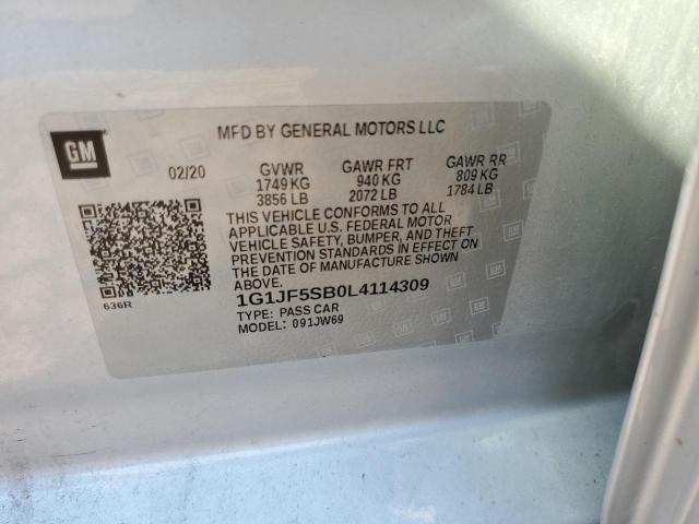 Photo 10 from auction – 2020 CHEVROLET SONIC PREM with VIN 1G1JF5SB0L4114309