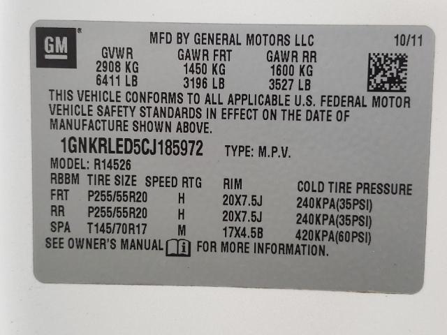 صورة رقم 10 من المزاد - 2012 CHEVROLET TRAVERSE L مع VIN 1GNKRLED5CJ185972