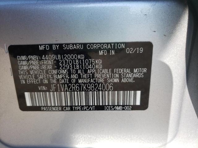 Photo 10 from auction – 2019 SUBARU WRX STI with VIN JF1VA2R67K9824006