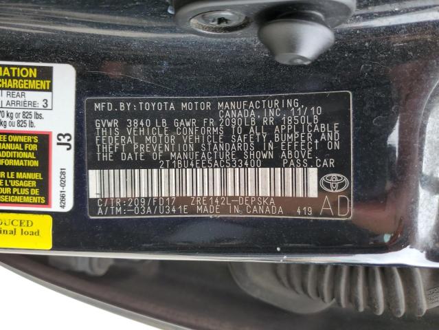 Photo 10 from auction – 2010 TOYOTA COROLLA BA with VIN 2T1BU4EE5AC533400