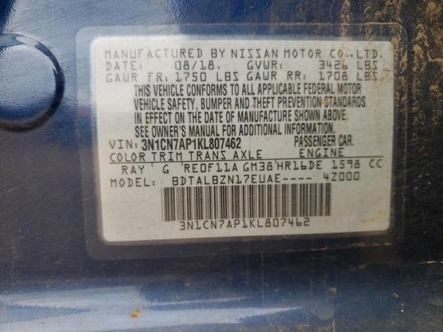 Photo 10 from auction – 2019 NISSAN VERSA S with VIN 3N1CN7AP1KL807462