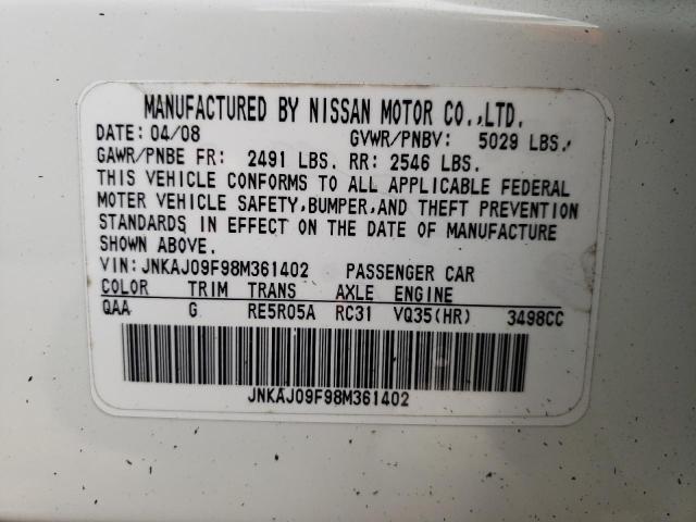 Photo 10 from auction – 2008 INFINITI EX35 BASE with VIN JNKAJ09F98M361402