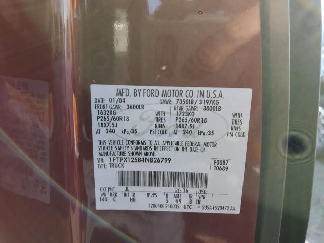 Photo 10 from auction – 2004 FORD F150 with VIN 1FTPX12584NB26799