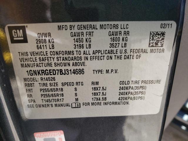 Photo 10 from auction – 2011 CHEVROLET TRAVERSE L with VIN 1GNKRGED7BJ314686