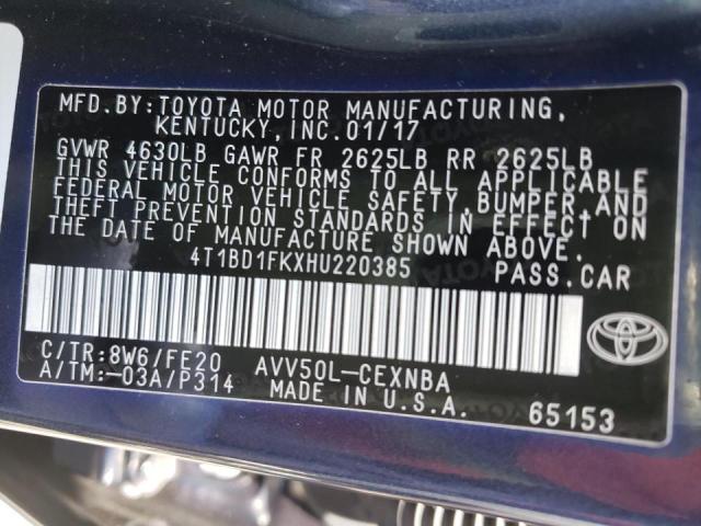 Photo 10 from auction – 2017 TOYOTA CAMRY HYBR with VIN 4T1BD1FKXHU220385