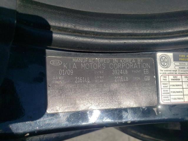 Photo 10 from auction – 2009 KIA SPECTRA EX with VIN KNAFE221395658051