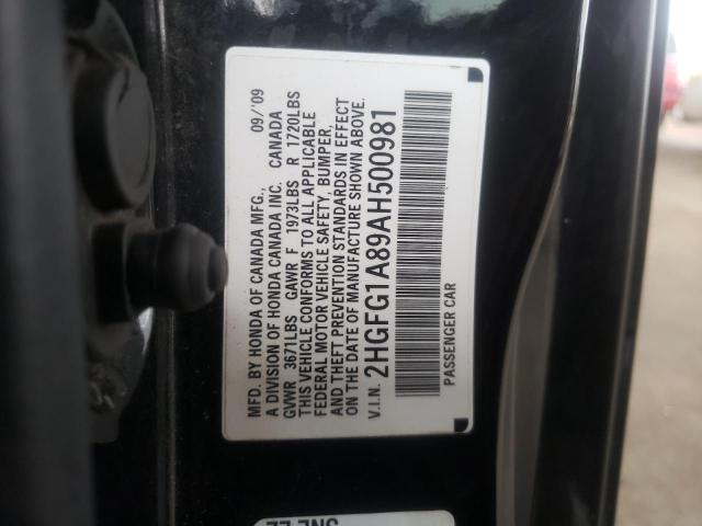 Photo 10 from auction – 2010 HONDA CIVIC EX with VIN 2HGFG1A89AH500981