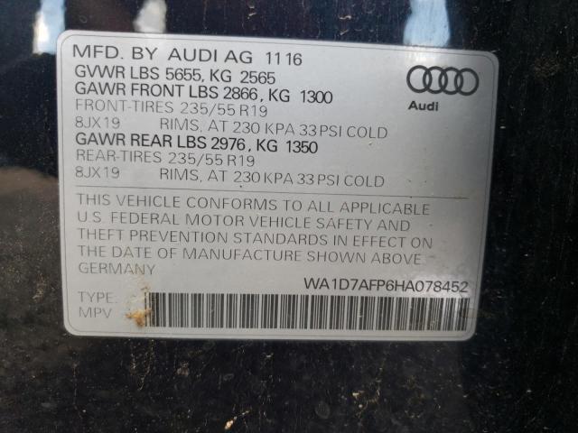 Photo 10 from auction – 2017 AUDI Q5 PREMIUM with VIN WA1D7AFP6HA078452