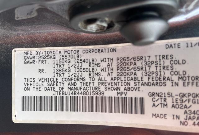 Photo 10 from auction – 2004 TOYOTA 4RUNNER SR with VIN JTEBU14R448015938