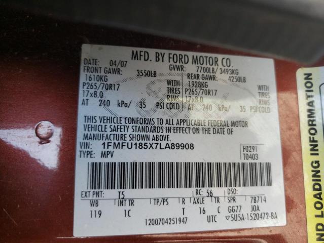 Photo 10 from auction – 2007 FORD EXPEDITION with VIN 1FMFU185X7LA89908