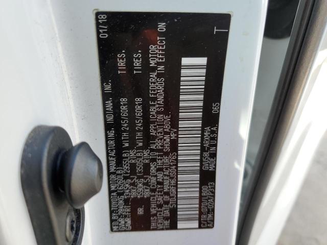 Photo 10 from auction – 2018 TOYOTA HIGHLANDER with VIN 5TDJGRFH6JS041765