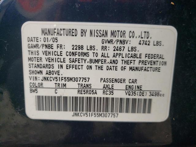 Photo 10 from auction – 2005 INFINITI G35 with VIN JNKCV51F55M307757