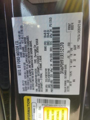 Photo 10 from auction – 2014 FORD FUSION SE with VIN 3FA6P0H91ER152570