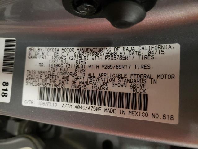 Photo 10 from auction – 2015 TOYOTA TACOMA DOU with VIN 3TMLU4EN8FM190181