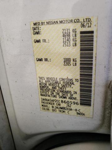 Photo 10 from auction – 2012 NISSAN MAXIMA S with VIN 1N4AA5AP2CC860596