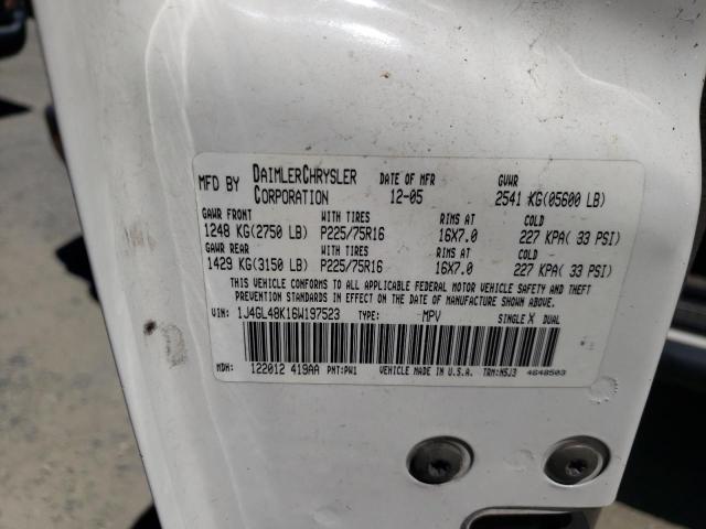 Photo 10 from auction – 2006 JEEP LIBERTY SP with VIN 1J4GL48K16W197523