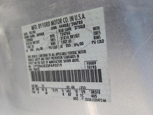 Photo 10 from auction – 2003 FORD RANGER SUP with VIN 1FTZR45E23PA95519