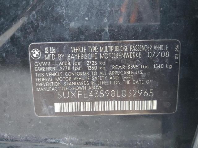 Photo 10 from auction – 2008 BMW X5 3.0I with VIN 5UXFE43598L032965