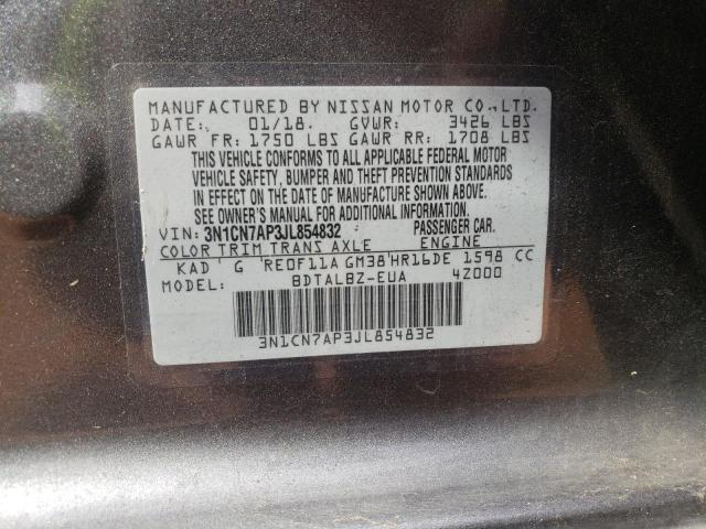 Photo 10 from auction – 2018 NISSAN VERSA S with VIN 3N1CN7AP3JL854832
