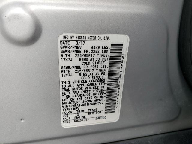 Photo 10 from auction – 2017 NISSAN ROGUE S with VIN JN8AT2MT1HW394777