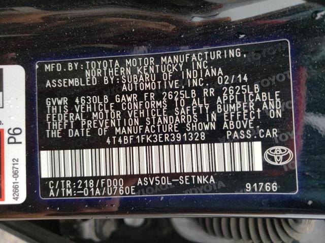Photo 10 from auction – 2014 TOYOTA CAMRY L with VIN 4T4BF1FK3ER391328