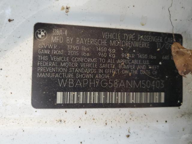 Photo 10 from auction – 2010 BMW 328 I with VIN WBAPH7G58ANM50403