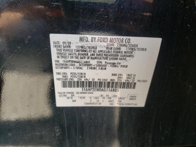 Photo 10 from auction – 2010 FORD TAURUS with VIN 1FAHP2EW0AG116885