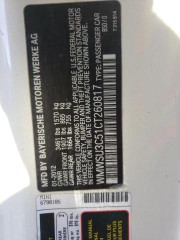 Photo 10 from auction – 2012 MINI COOPER with VIN WMWSU3C51CT260817