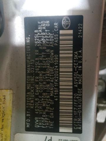 Photo 10 from auction – 2013 TOYOTA CAMRY L with VIN 4T1BF1FK2DU241090