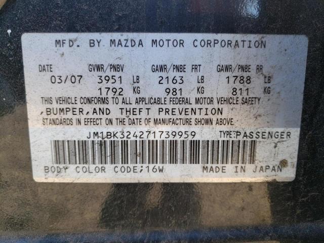 Photo 10 from auction – 2007 MAZDA 3 S with VIN JM1BK324271739959