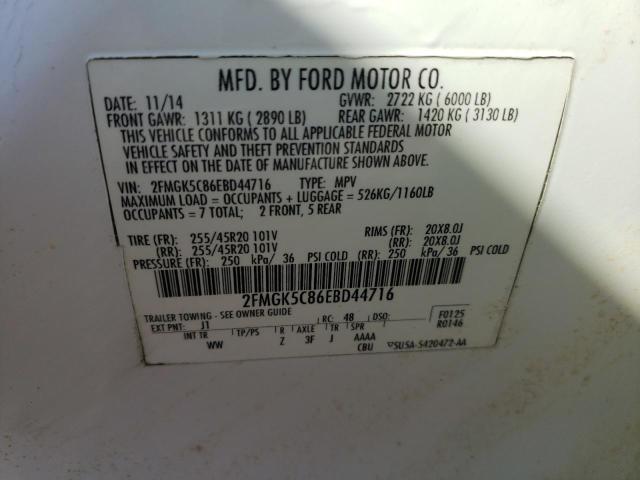 Photo 10 from auction – 2018 FORD FLEX LIMIT with VIN 2FMGK5D87JBA07321