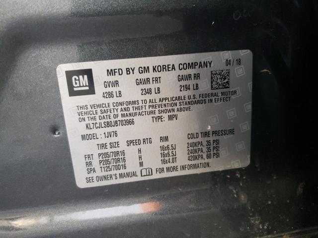 Photo 10 from auction – 2018 CHEVROLET TRAX 1LT with VIN KL7CJLSB0JB703966