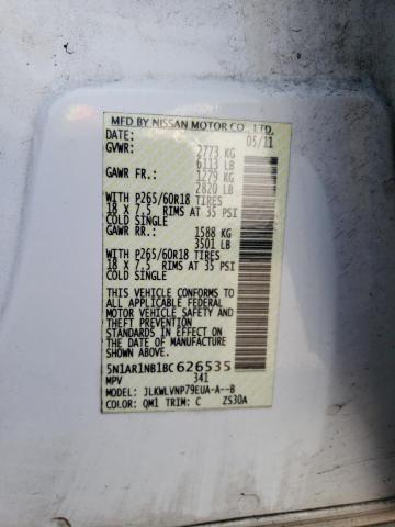 Photo 10 from auction – 2011 NISSAN PATHFINDER with VIN 5N1AR1NB1BC626535