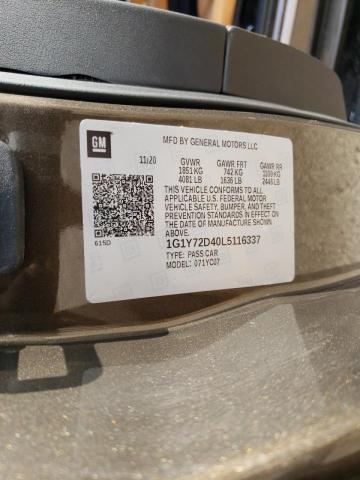 Photo 10 from auction – 2020 CHEVROLET CORVETTE S with VIN 1G1Y72D40L5116337