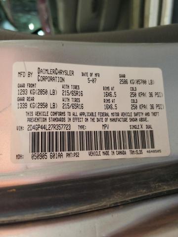 Photo 10 from auction – 2007 DODGE GRAND CARA with VIN 2D4GP44L27R357723