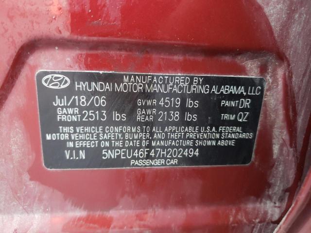 Photo 10 from auction – 2007 HYUNDAI SONATA SE with VIN 5NPEU46F47H202494