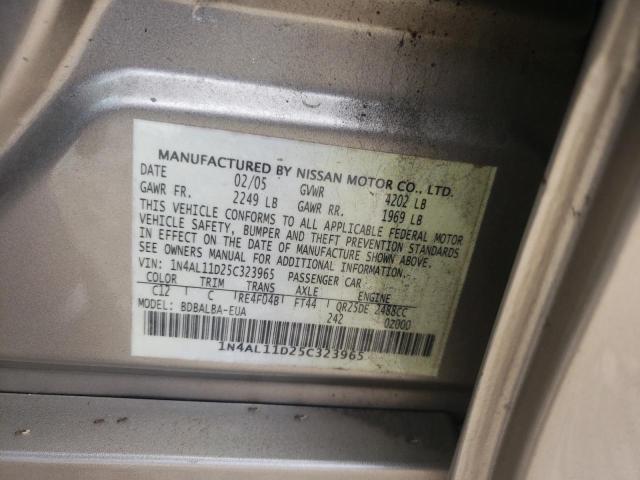 Photo 10 from auction – 2005 NISSAN ALTIMA S with VIN 1N4AL11D25C323965