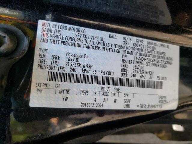 Photo 10 from auction – 2016 FORD FOCUS SE with VIN 1FADP3K28GL272209