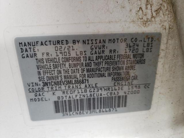 Photo 10 from auction – 2021 NISSAN VERSA SV with VIN 3N1CN8EV3ML866871