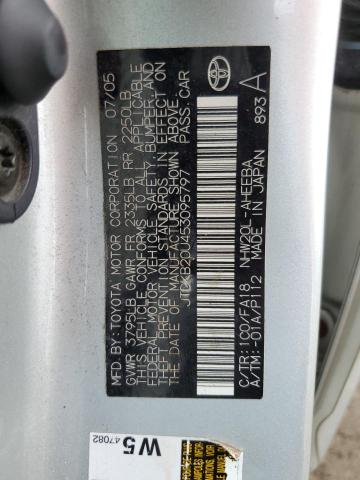 Photo 10 from auction – 2005 TOYOTA PRIUS with VIN JTDKB20U453095797